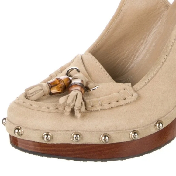 Gucci Ivory Suede Slingback w/platform - Picture 9 of 16